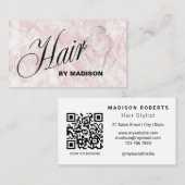 Carte De Visite Code QR de styliste capillaire rose (Devant / Derrière)