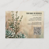 Carte De Visite Code QR de Succulente de Désert de Vert Sauge Rust (Dos)