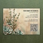 Carte De Visite Code QR de Succulente de Désert de Vert Sauge Rust