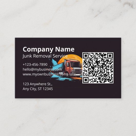 Carte De Visite Code QR de suppression de junk du logo moderne (Devant)