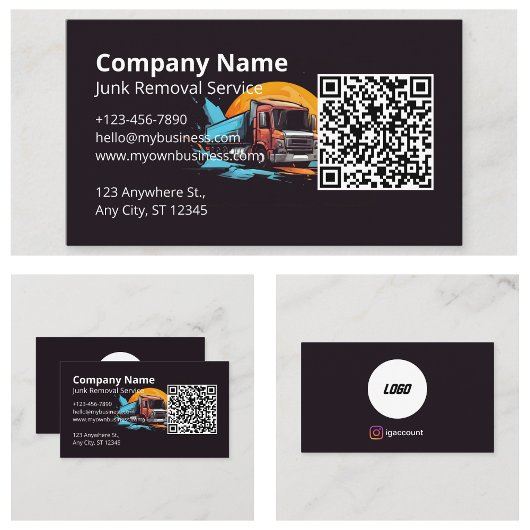 Carte De Visite Code QR de suppression de junk du logo moderne