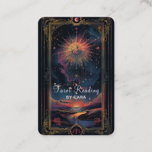 Carte De Visite Code QR de Tarot, Mystique violet-or (Devant)