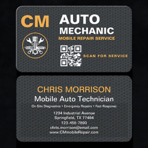 Carte De Visite Code QR de technicien automobile mobile
