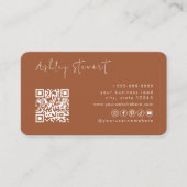 Carte De Visite Code Qr de Terracotta professionnel Script minimal (Devant)