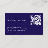 Carte De Visite Code QR de texte personnalisé bleu pour pasteur d' (Dos)