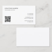 Carte De Visite Code QR de texte personnalisé simple élégant profe (Devant / Derrière)