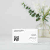 Carte De Visite Code QR de texte personnalisé simple élégant profe (Debout devant)