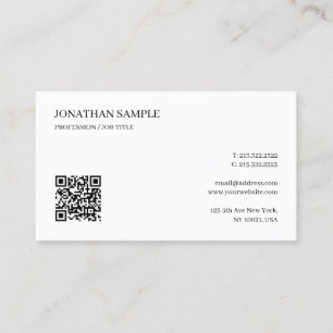 Carte De Visite Code QR de texte personnalisé simple élégant profe