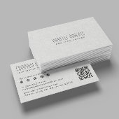 Carte De Visite Code QR de texture de lin gris clair
