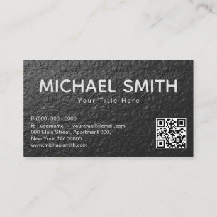 Carte De Visite Code Qr de texture noire