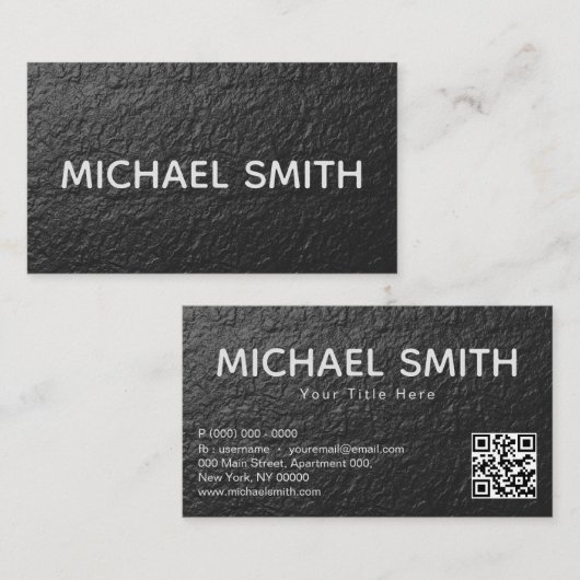 Carte De Visite Code Qr de texture noire (Devant / Derrière)