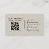 Carte De Visite Code QR de thérapeute de massage Photo (Dos)