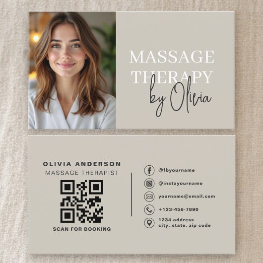 Carte De Visite Code QR de thérapeute de massage Photo
