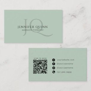 Carte De Visite Code QR de Thérapeute en Massage Moderne Sage