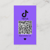 Carte De Visite Code QR de TikTok Média Social Violet (Dos)
