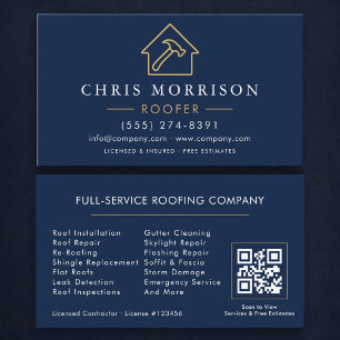 Carte De Visite Code QR de Toiture Professionnelle