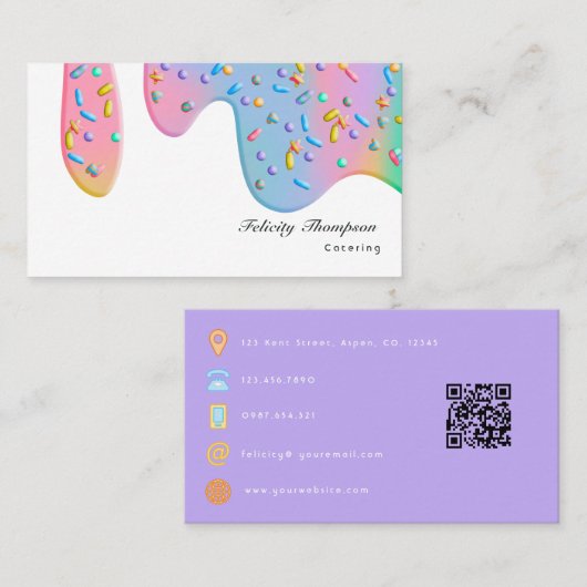 Carte De Visite Code QR de traiteur alimentaire (Devant / Derrière)