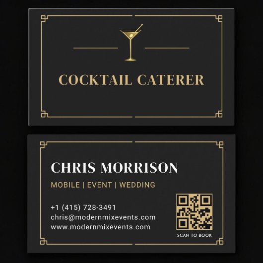 Carte De Visite Code QR de traiteur de cocktails professionnel