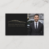 Carte De Visite Code QR de transport de voiture Photo Noir & Or (Devant)