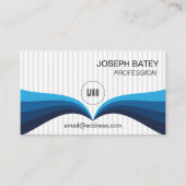 Carte De Visite Code QR de vague bleue élégant moderne professionn (Devant)
