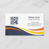 Carte De Visite Code QR de vague d'entreprise moderne avec logo pe (Dos)