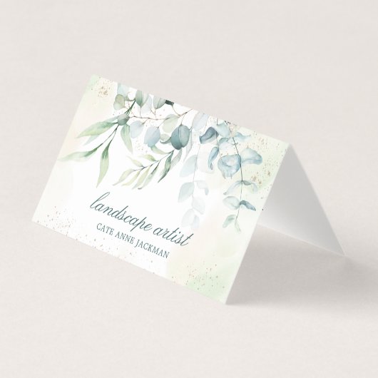 Carte De Visite Code QR de verdure de eucalyptus moderne élégant (Devant)