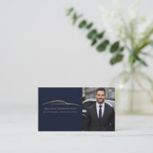 Carte De Visite Code QR de voiture de transport bleu et or (Debout devant)