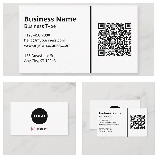 Carte De Visite Code QR de votre logo blanc sur fond blanc pour le