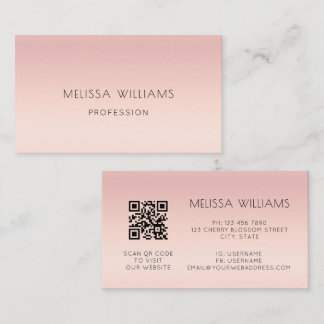 Carte De Visite Code QR | Dégradé Rose pâle