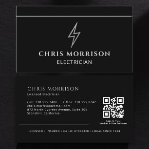 Carte De Visite Code QR d'électricien professionnel