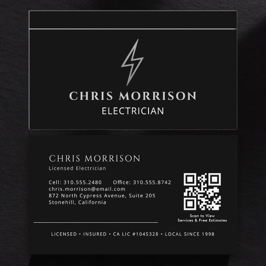 Carte De Visite Code QR d'électricien professionnel