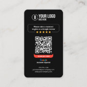 Carte De Visite Code QR des avis Google Évaluez mon entreprise 5 é (Devant)