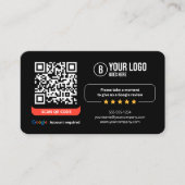 Carte De Visite Code QR des avis Google Évaluez mon entreprise 5 é (Devant)