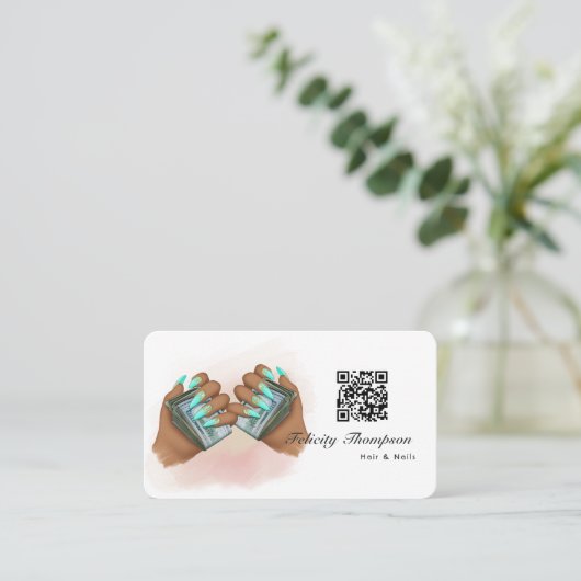 Carte De Visite Code QR des cheveux et des ongles (Debout devant)