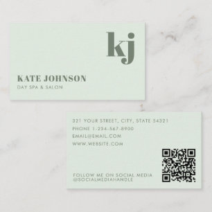 Carte De Visite Code QR des initiales du salon de spa pour filles
