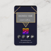 Carte De Visite Code QR des médias sociaux Black-Gold (Devant)