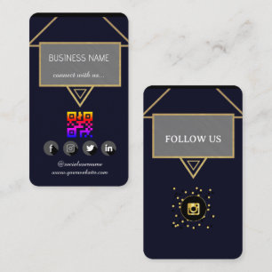 Carte De Visite Code QR des médias sociaux Black-Gold