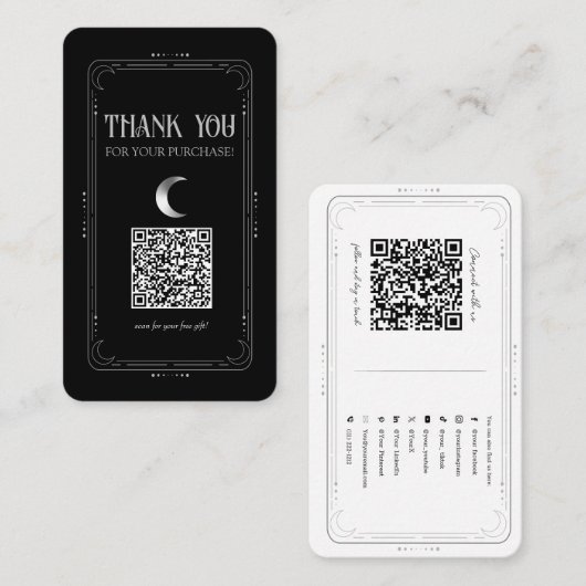 Carte De Visite Code QR des médias sociaux occultes de Silver Moon (Devant / Derrière)