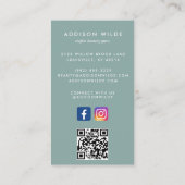 Carte De Visite Code QR des médias sociaux sarcelle poussiéreuse I (Dos)