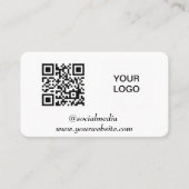 Carte De Visite Code QR des médias sociaux scannable noir professi (Devant)