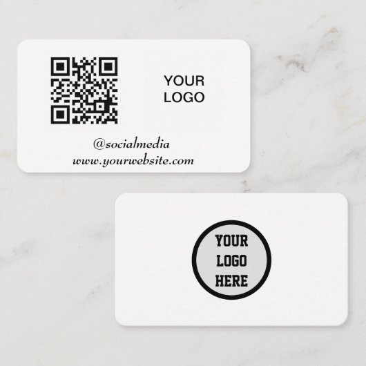 Carte De Visite Code QR des médias sociaux scannable noir professi (Devant / Derrière)