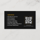 Carte De Visite Code QR des services de bricolage (Dos)