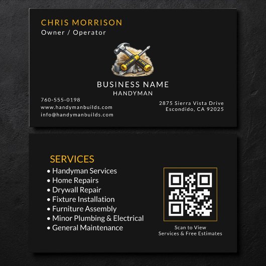 Carte De Visite Code QR des services de bricolage