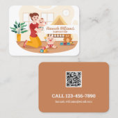 Carte De Visite Code QR des services de garde d'enfants (Devant / Derrière)