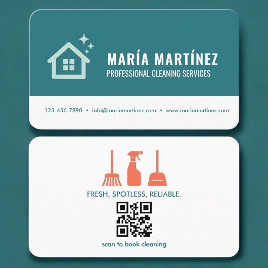 Carte De Visite Code QR des services de nettoyage de maison Profes
