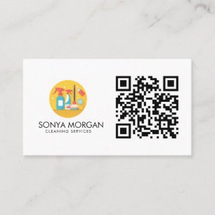 Carte De Visite Code QR des services de nettoyage minimaliste mode