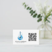 Carte De Visite Code QR des services de nettoyage modernes Logo Ba (Debout devant)