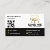 Carte De Visite Code QR des services de paysage d'arbre doré moder (Dos)