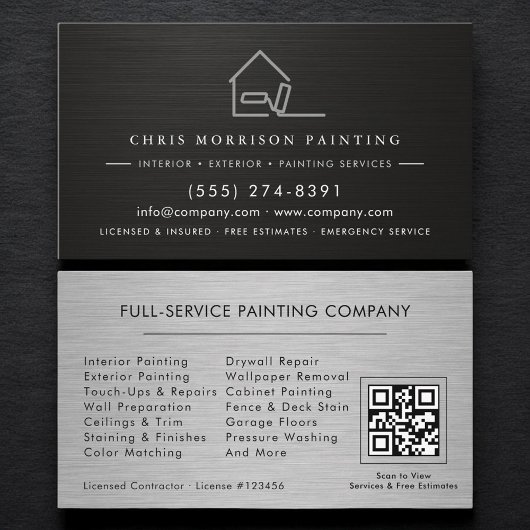 Carte De Visite Code QR des services de peinture modernes