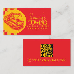 Carte De Visite Code QR des services de remorquage Rétro
